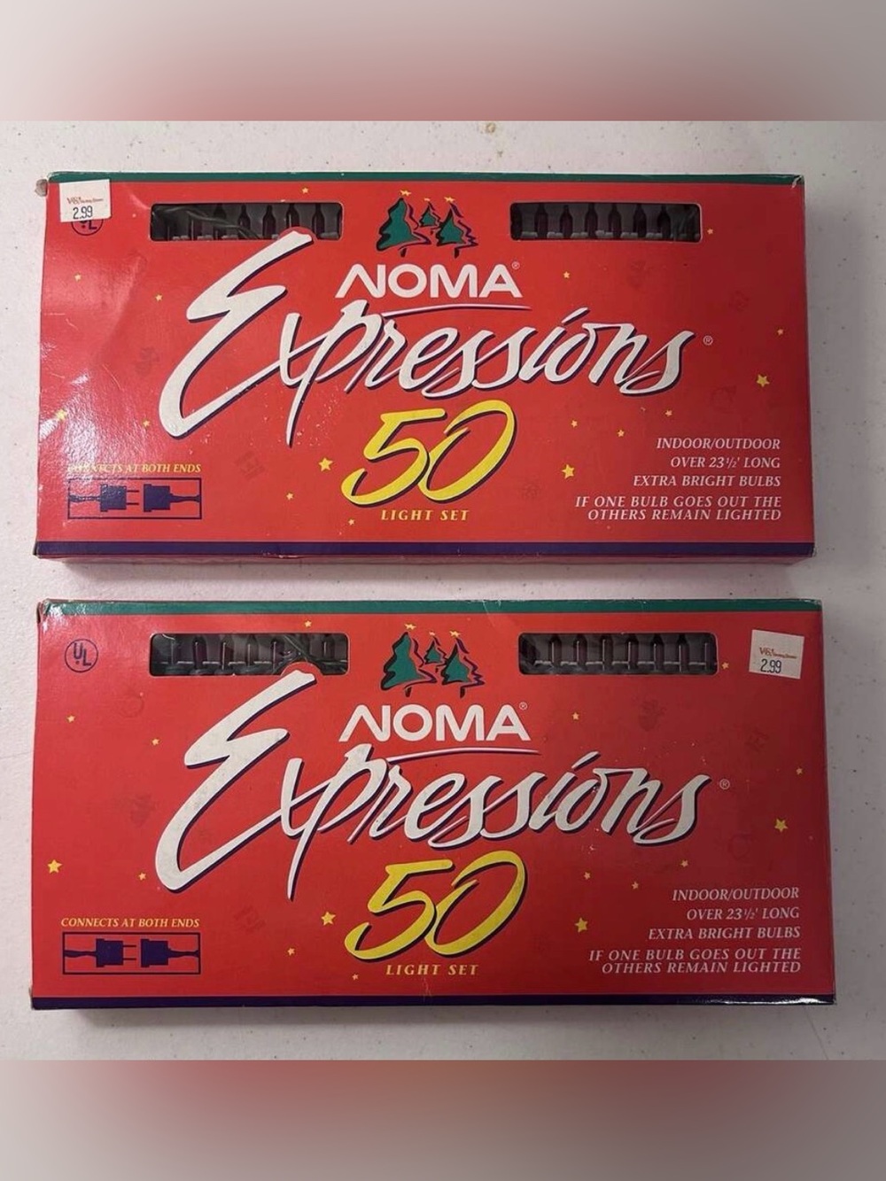 Noma Expressions Vintage 50 Red Christmas String Lights Original Boxes Set Of 2